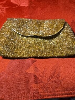 Gold Beaded Evening Clutch Made In Belgium